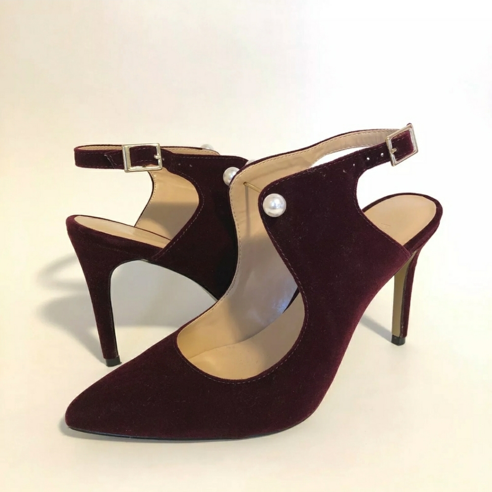 Expression Burgundy Dark Red Faux Suede Pointed To
